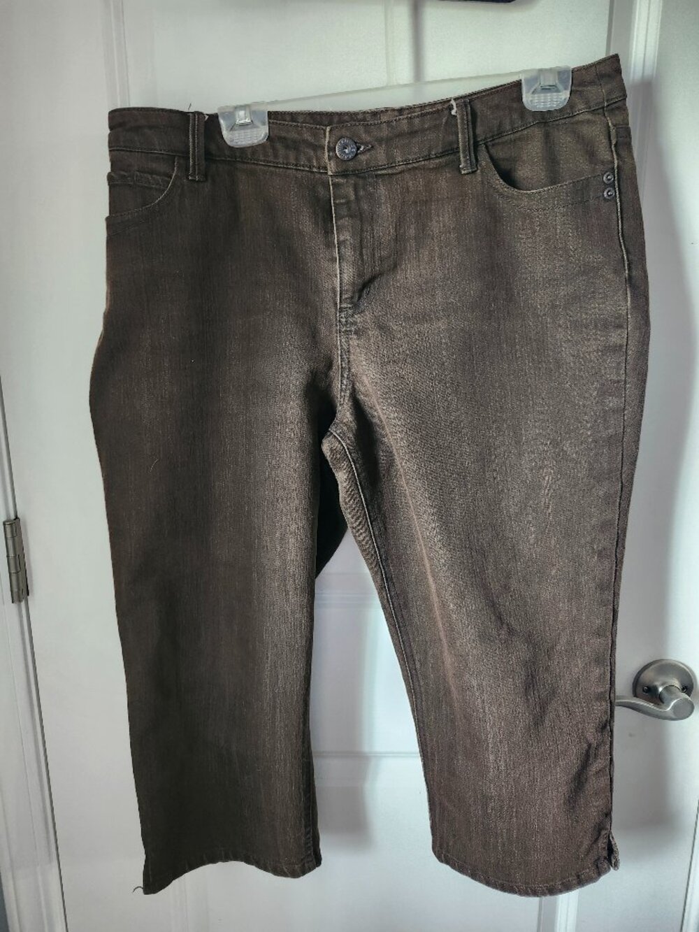 Chico's Platinum Women's Capri Pants Brown Wash Stretch Chico's 2